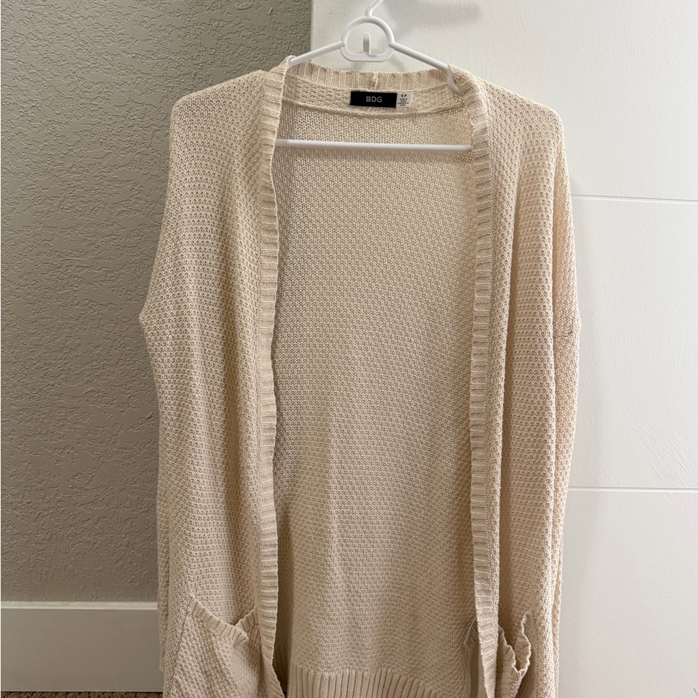 BDG Beige Open-Front Cardigan